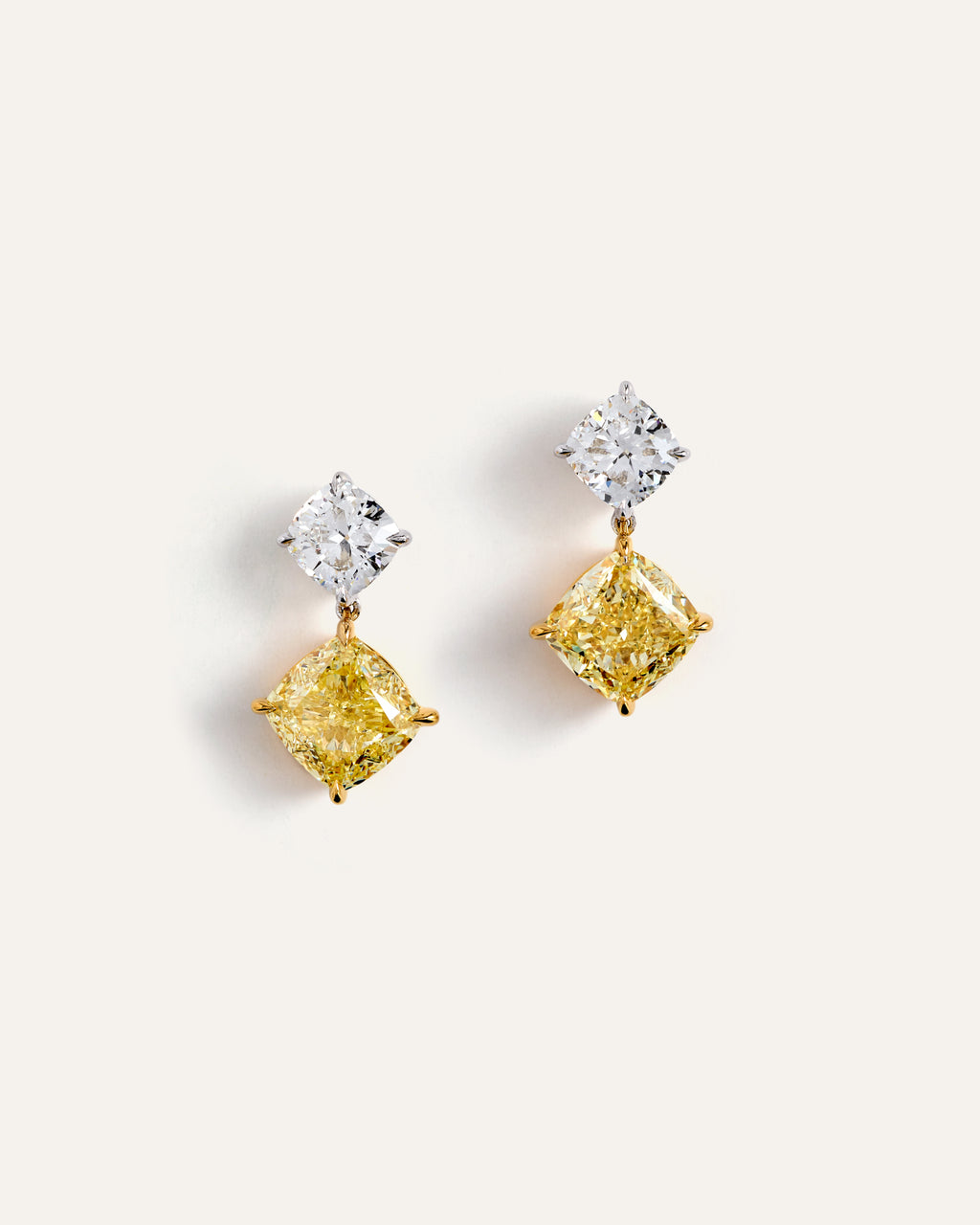 14K Gold Lab Grown Diamond Cushion Drop Earrings