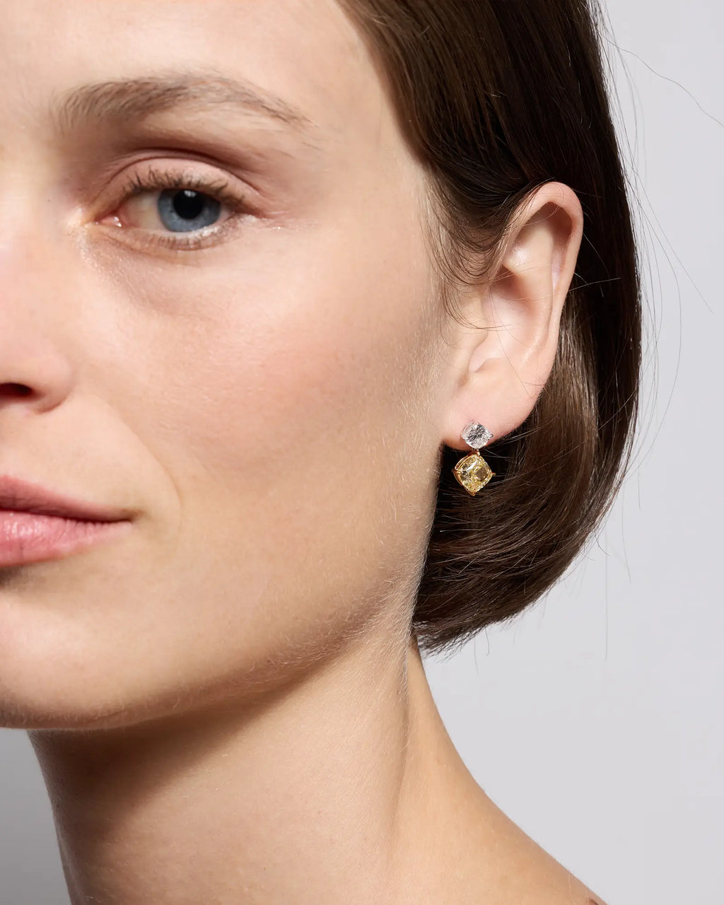 14K Gold Lab Grown Diamond Cushion Drop Earrings