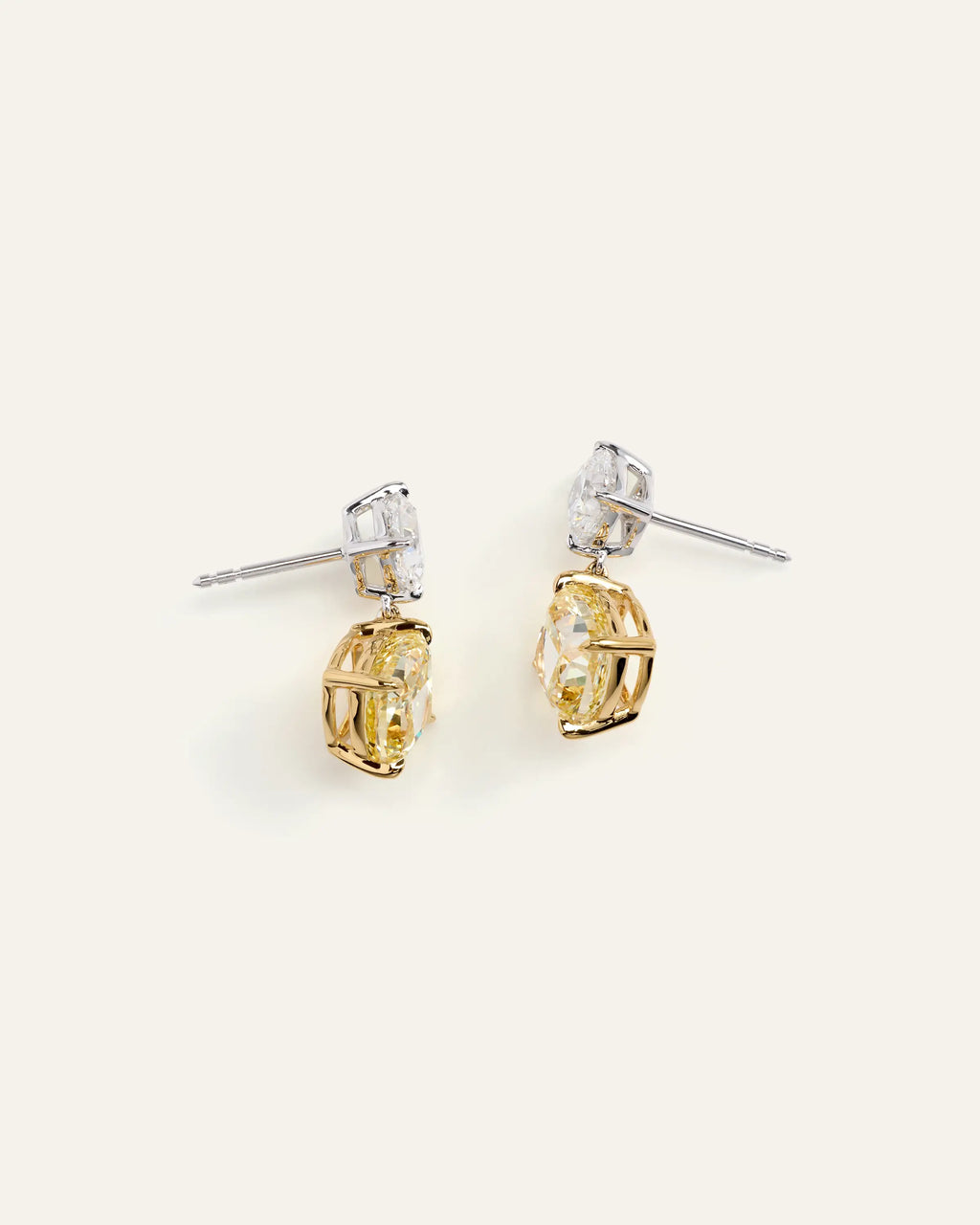 14K Gold Lab Grown Diamond Cushion Drop Earrings