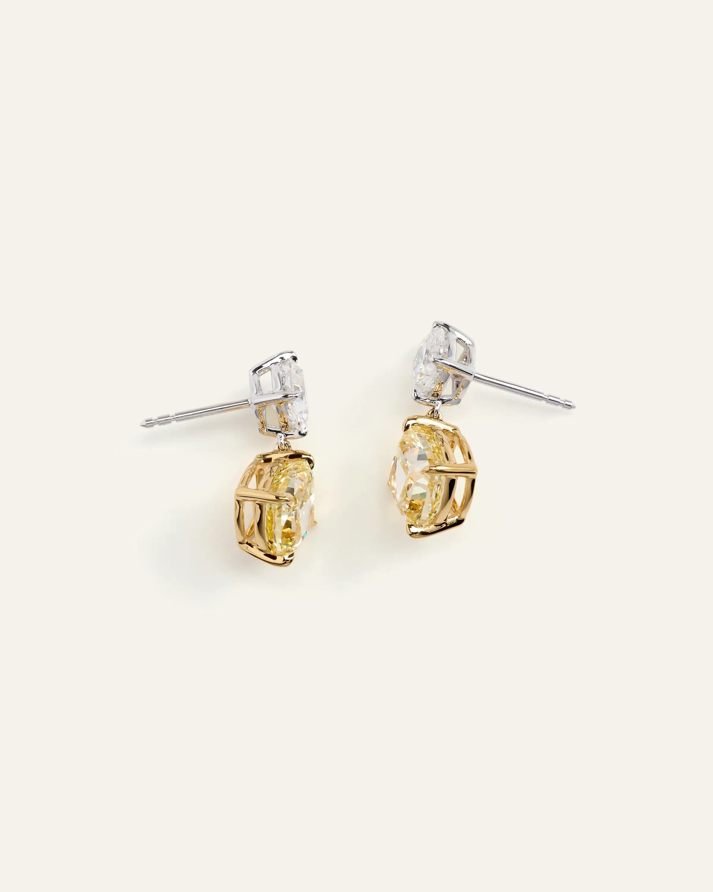 14K Gold Lab Grown Diamond Cushion Drop Earrings