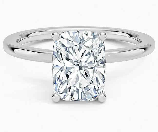 Elongated Cushion cut diamond ring