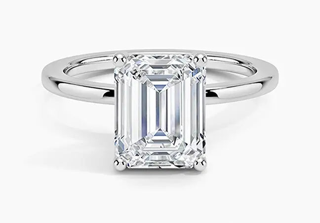 Emerald cut diamond ring